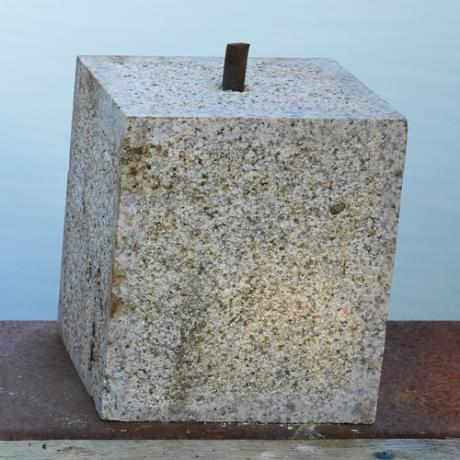 Granite, straight square, staddle stone with iron pin