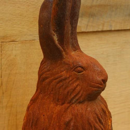 Cast Iron Sitting Bunny Statue Round Wood Of Mayfield