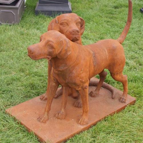 Cast Iron Snuggling Dogs Statue - 0mm High