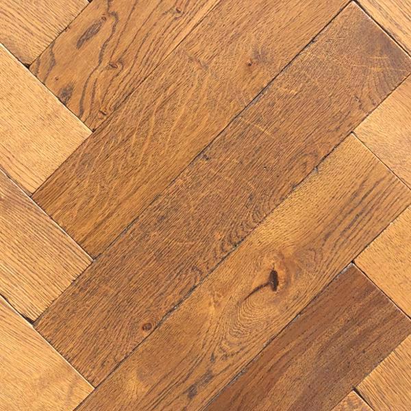 Engineered Oak flooring - General's House Distressed, Pre-oiled , Herringbone Parquet