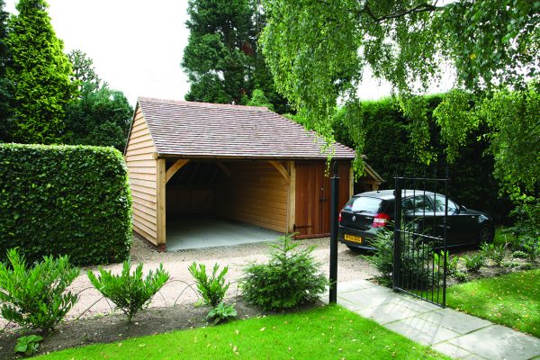 1-Bay Oak Framed Garages - Round Wood of Mayfield