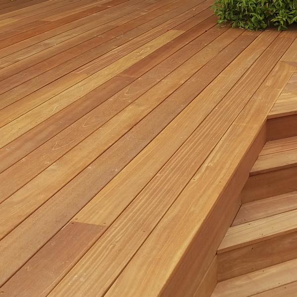 Yellow Balau decking board - smooth