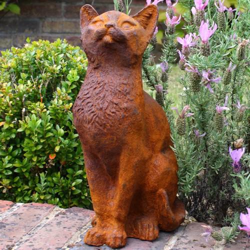 Cast Iron Curious Cat Statue - 370mm High