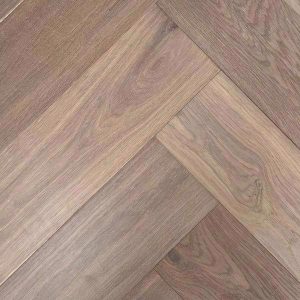 Engineered Oak flooring - Brushed, White-oiled , Herringbone Parquet