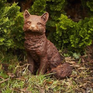 Cast Iron Sitting Fox Statue - 310mm High