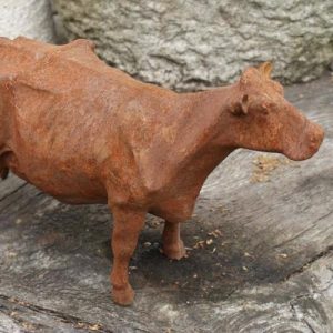 Cast Iron Standing Cow Statue - 260mm High