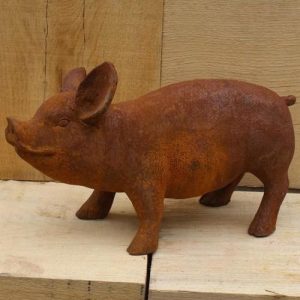 Cast Iron Standing Piglet Statue - 210mm High