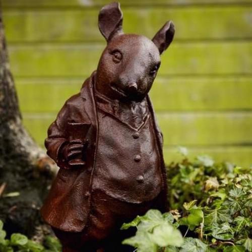 Cast Iron Woodland Creature - Rat With Drink Statue - 460mm High