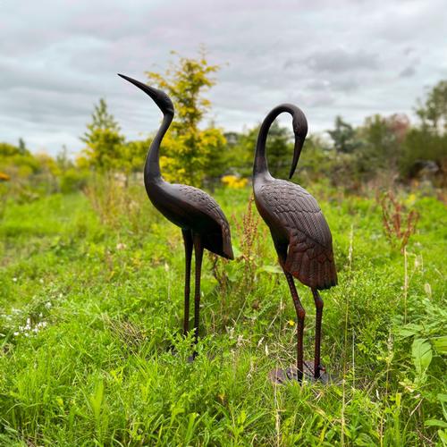 Aluminium Crane Statue Pair* - Round Wood of Mayfield