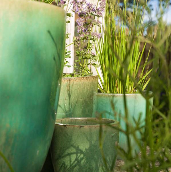 Glazed Egg Pot Planter - Olive Green