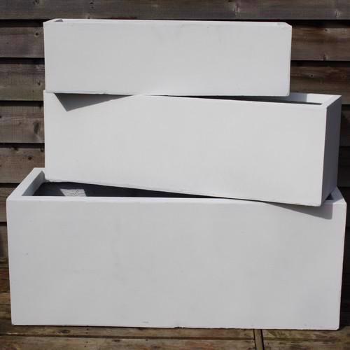 Arcadian Fibrestone - Rectangular Trough Planter - White