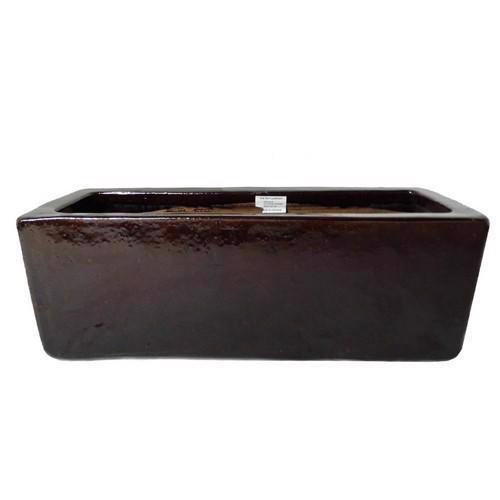 Glazed Rectangular Trough Planter - Brown