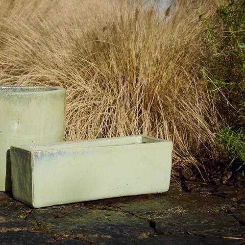 Glazed Rectangular Trough Planter - Olive Green