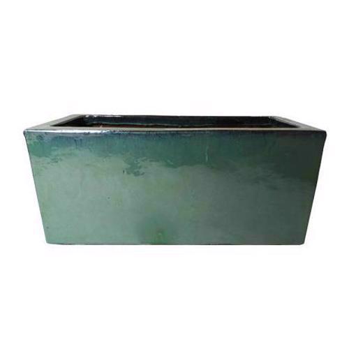 Glazed Rectangular Trough Planter - Streaky Green