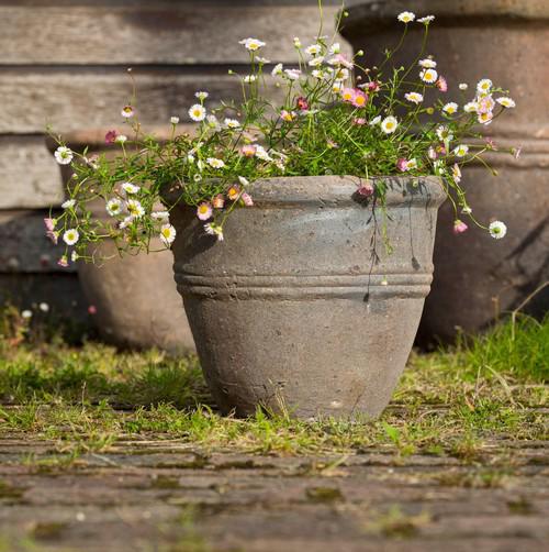 Old Ironstone - Lined Cylinder Round Pot Planter