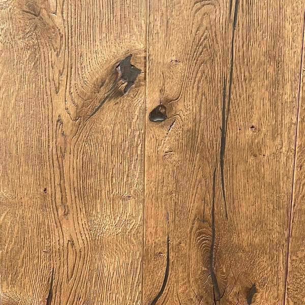 ROUND WOOD Engineered Oak Floor Board - Distressed, Wax-oiled, Light Antique Brown