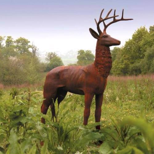 Cast Iron Classic Lifesize Stag Statue - Rust