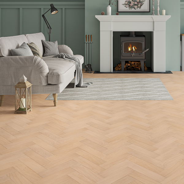 NEW OAK Engineered Oak Herringbone Parquet - Unfinished