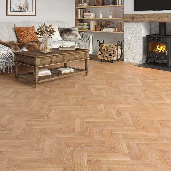 SWINLEY OAK Engineered Oak Herringbone Parquet - UV-lacquered