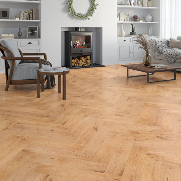 HATFIELD OAK Engineered Oak Herringbone Parquet - UV-oiled