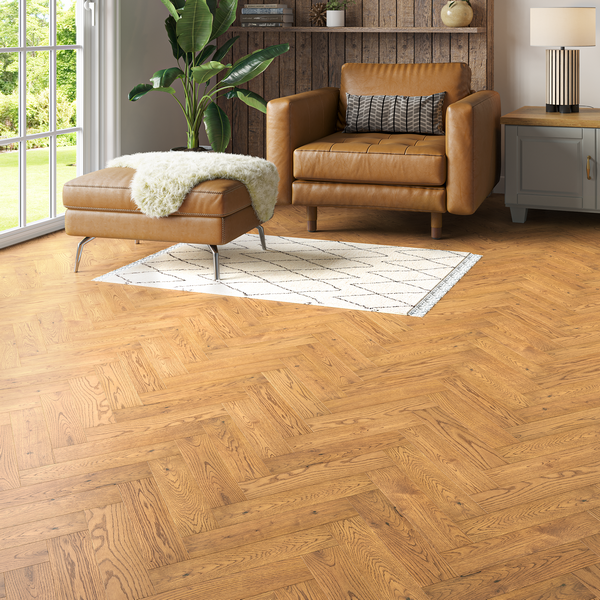 MOORS OAK Engineered Oak Herringbone Parquet - UV-oiled