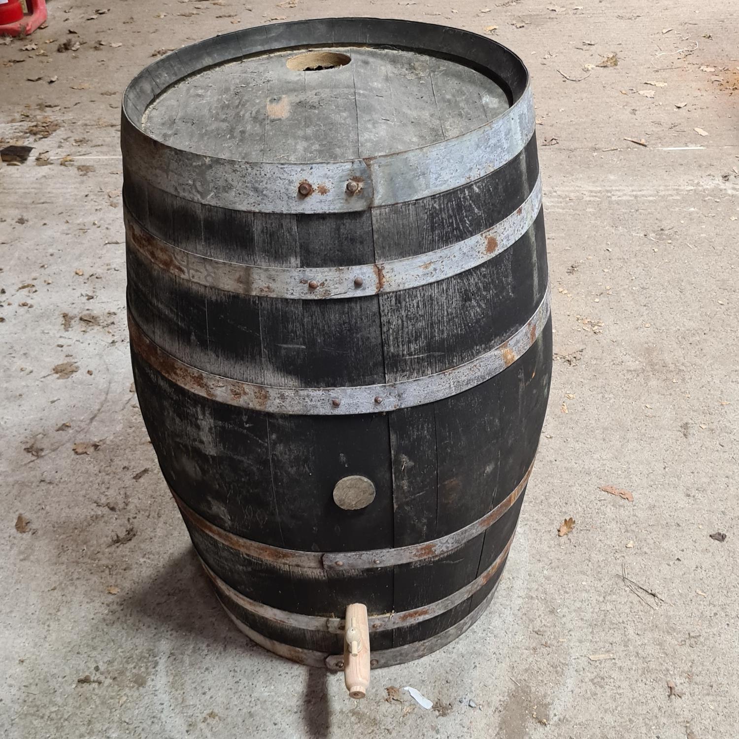 Converted Weathered Oak Wine Barrel 275L Water Butt