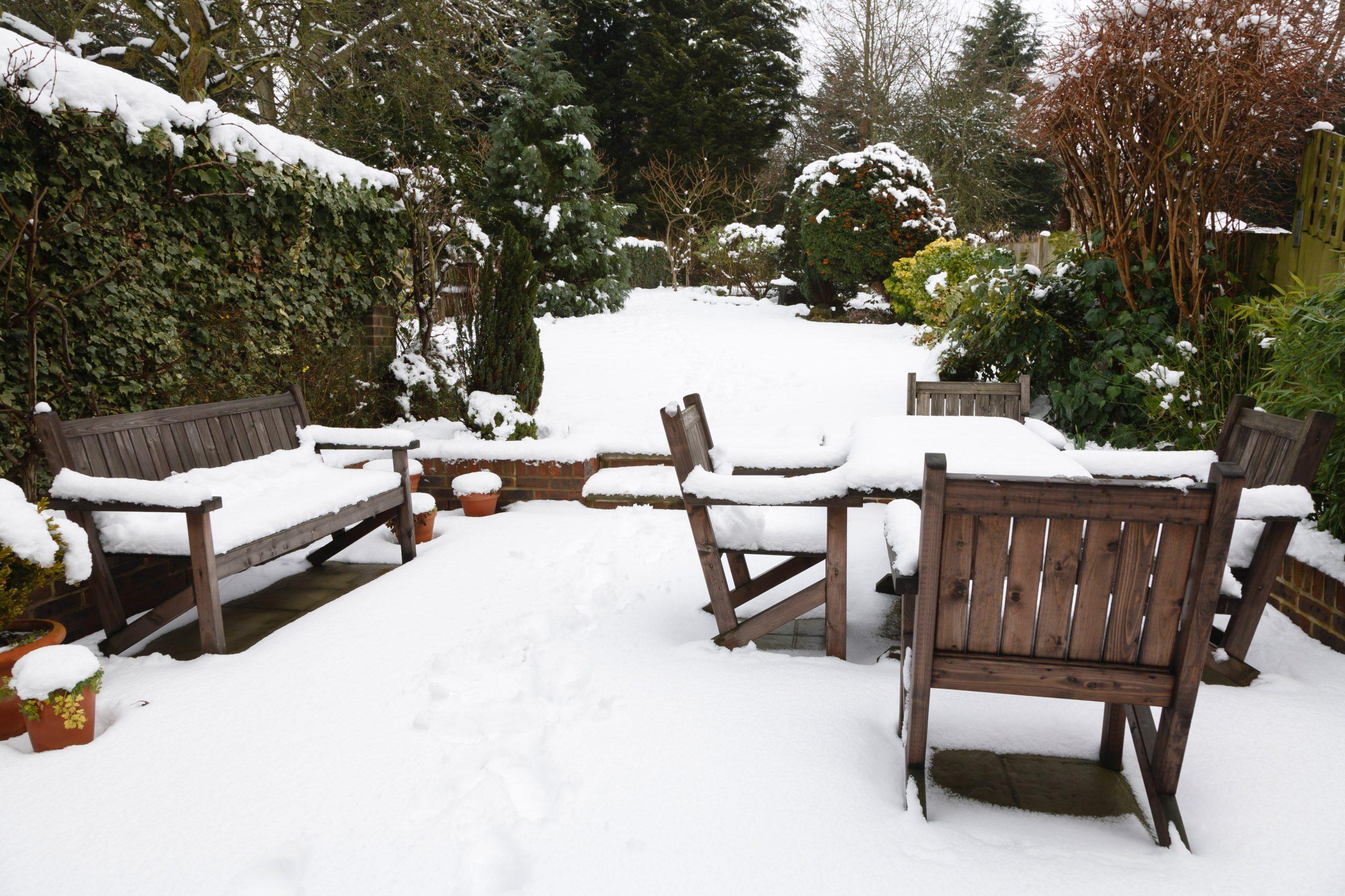 Winter patio and garden