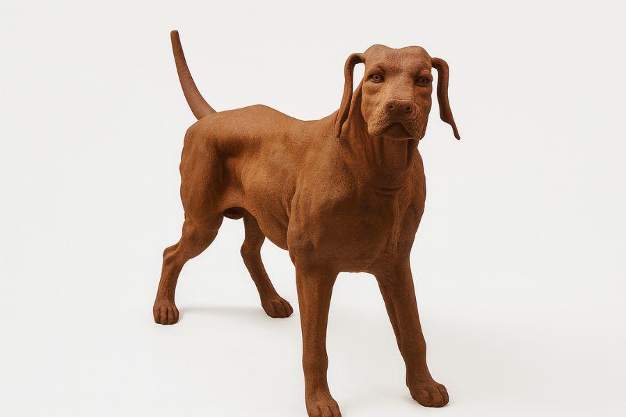 Cast Iron Standing Rhodesian Ridgeback Statue - Round Wood of Mayfield